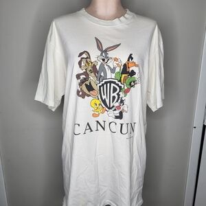 Vintage Y2k 90s Warner Bros. Looney Tunes Cancun Graphic Tee - White Size Xl